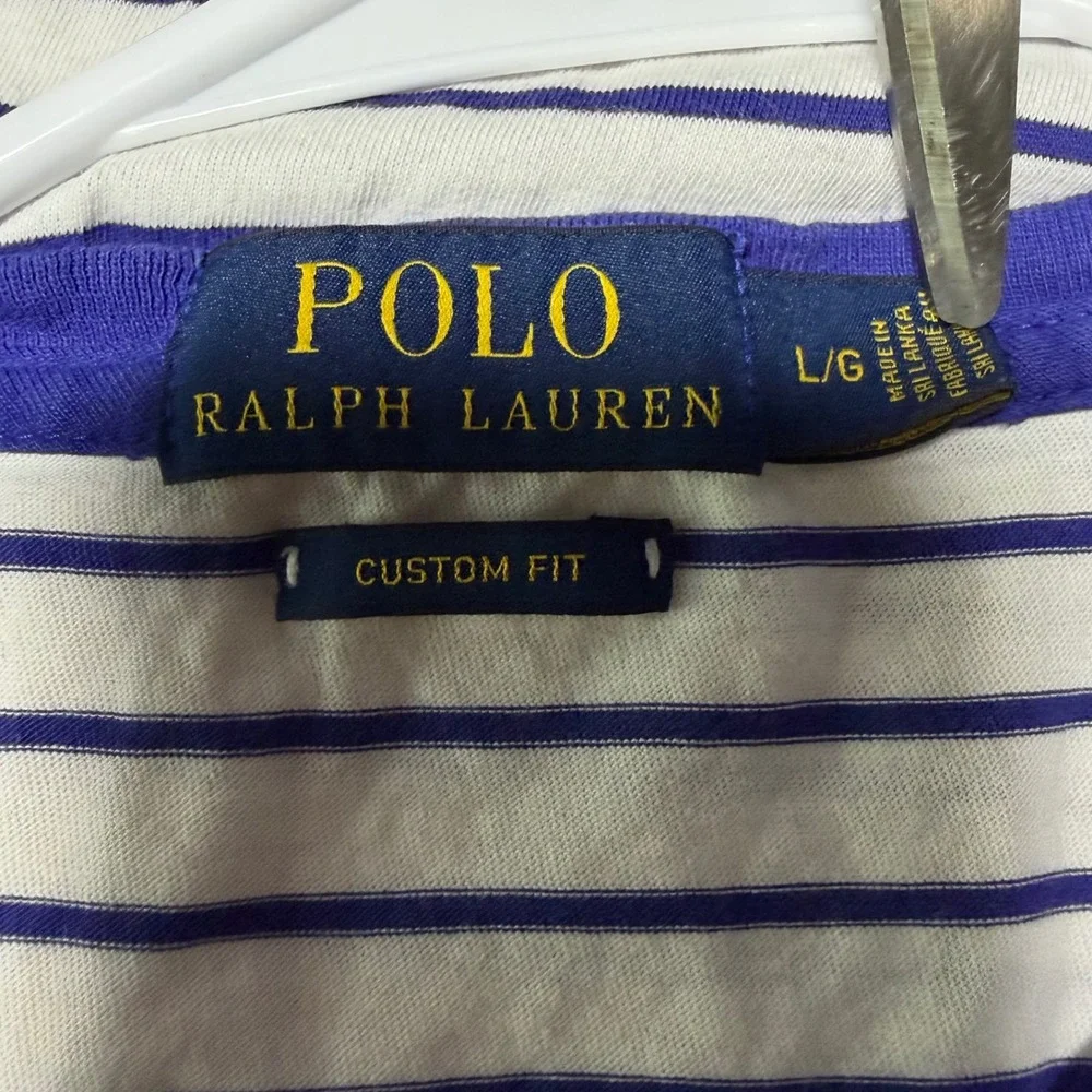Polo Ralph Lauren T-Shirt Cotton Striped Pocket Custom Fit Nautical Preppy